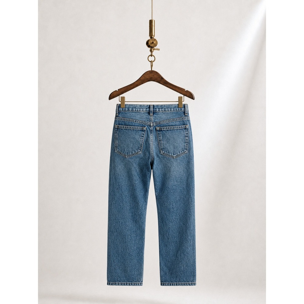 KHAITE Kyle Jeans 26‎ USA Made Distressed Knee Straight Leg 100% Cotton - Picture 2 of 10